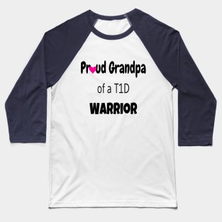 Proud Grandpa Black Text Pink Heart Baseball T-Shirt